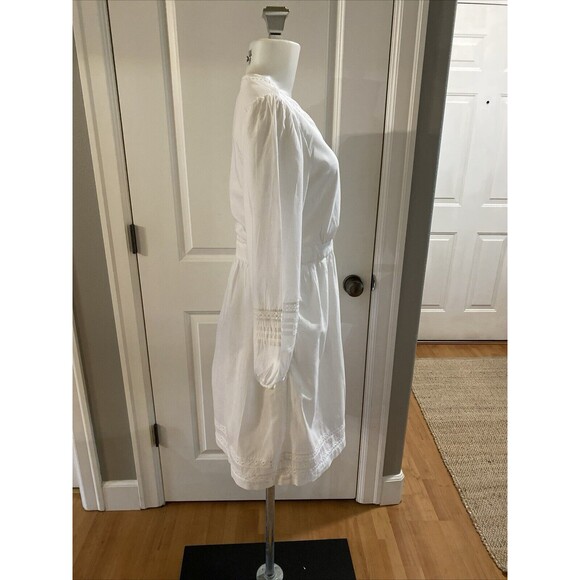 J Crew White Crochet V-Neck Pleated Cottage‎ Core Lined Dress - Size S - Picture 6 of 16